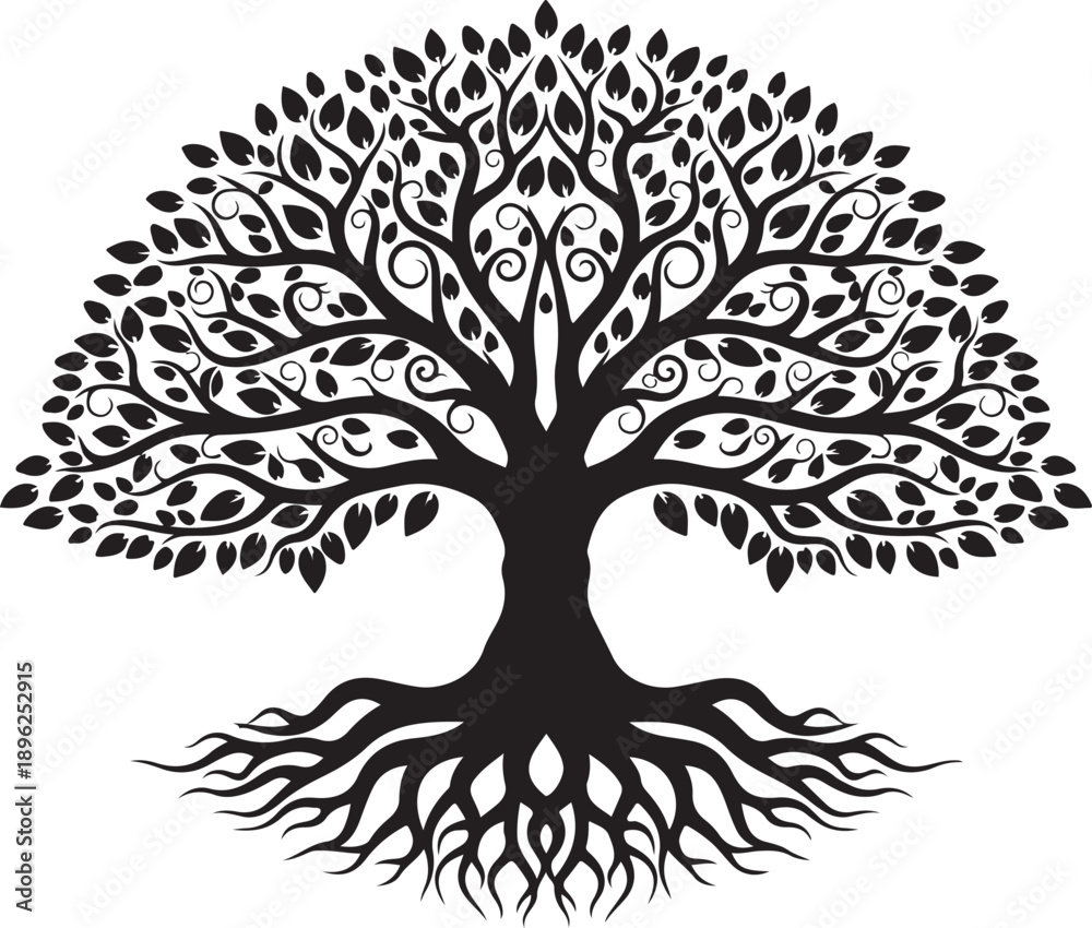 Obraz premium Tree of Life Silhouette Vector Bundle