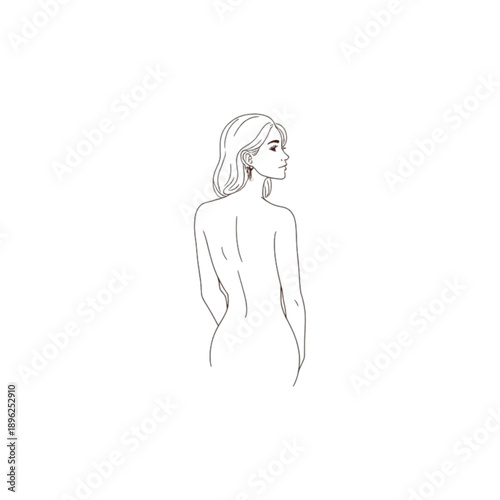 Elegant Female Figure Line Art Profile Vector Illustration