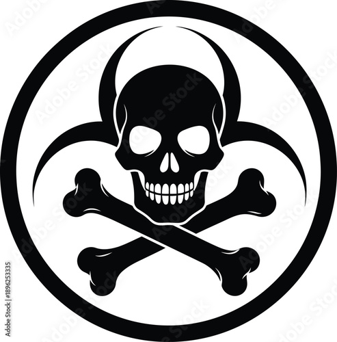 Vector Skull and Crossbones Warning Graphic with Biohazard Symbol Design Element