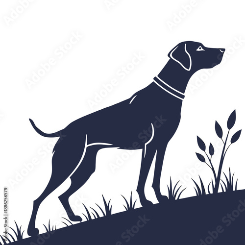 black dog silhouette and white background 
