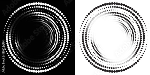 Wallpaper Mural Halftone Modern Circular Dot Pattern. Circle Frame using Halftone Dots Raster Texture. Polka Dots. Spiral logo Icon. Radial design element abstract modern Torontodigital.ca