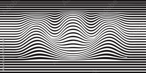 Optical illusion with distorted horizontal lines creating a wave like pattern