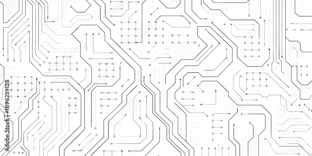 Obraz premium Intricate circuit board pattern with connected lines and digital pathways
