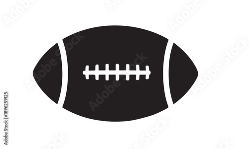 A single black American football with white laces on a white background.