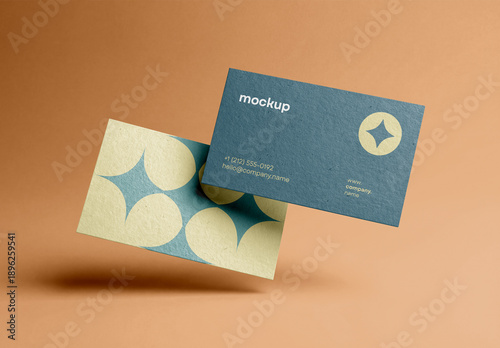 Template Mockup Business Card Minimal Branding Identity Floating Paper Scene