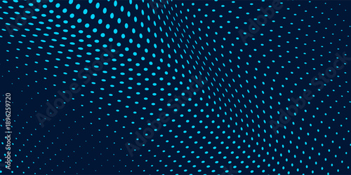 Abstract cyan blue background of halftone points. Modern digital point big data concept