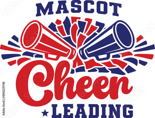 Mascot cheerleaders perform with megaphones outdoors