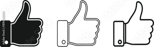 Vector Thumbs Up Like Icons Collection for Social Media Engagement and Positive Feedback Symbolism