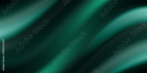 Dark teal emerald green silk satin. Shiny smooth fabric. Soft folds. Luxury background with space for design. web banner. Flat lay, top view table. Birthday, Christmas, Valentine, New year.