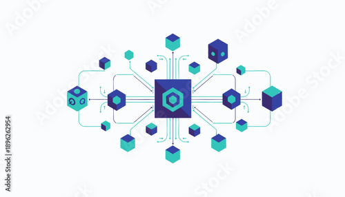 Digital Network Connection System with Central Hub and Interconnected Nodes.