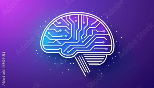 Flat colored artificial intelligence themed icon illustration