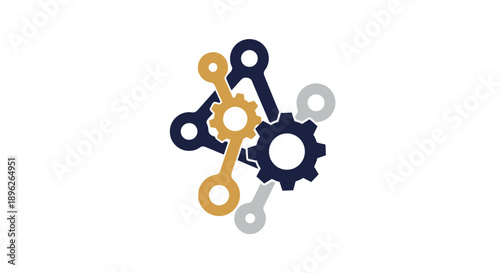 Interconnected gears and cogs symbolizing machinery and mechanical systems.