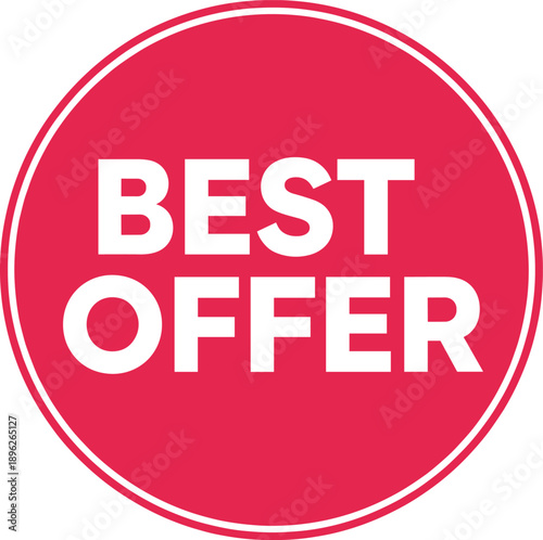 Best offer red circular badge icon for promotion sale discount marketing sticker label and ecommerce advertising