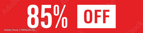 85 percent off red sale banner vector illustration for big discount promotion, clearance deal, retail marketing