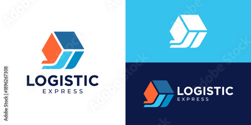 Creative simple logistics logo template. Modern delivery service logo design vector illustration.