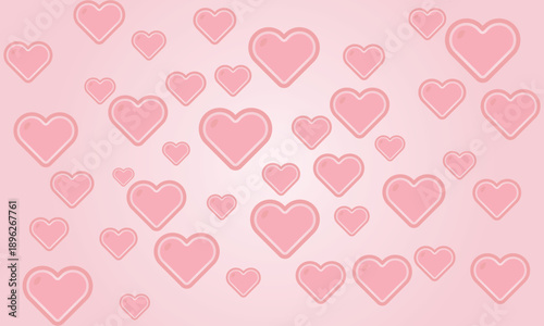 A charming pattern of pink hearts floating on a soft rosy background, symbolizing love and affection