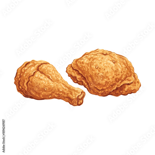 Crispy fried chicken thighs on white background