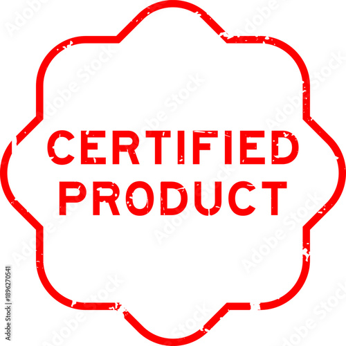 Grunge red certified product word rubber seal stamp on white background