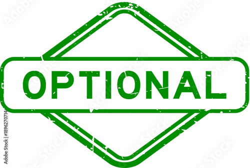 Grunge green optional word rubber seal stamp on white background