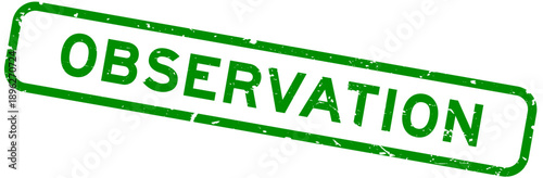 Grunge green observation word square rubber seal stamp on white background