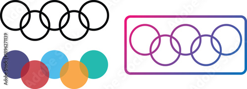 Gestalt Principles Icon With Interlocking Rings, Colorful Circles, And Modern Frame Design