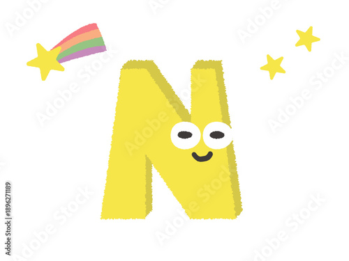 プリント用　手書きアルファベット　N