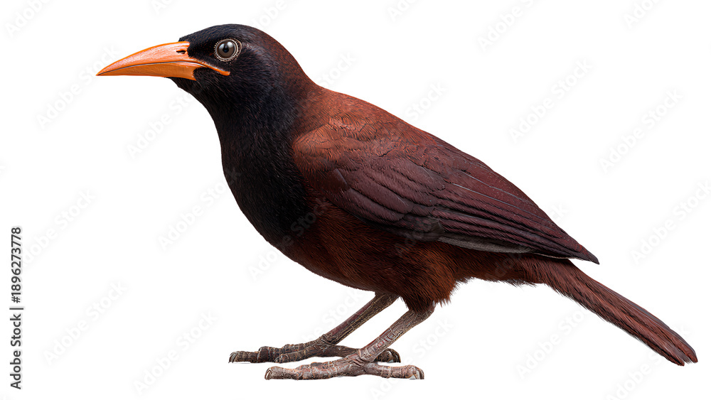 Fototapeta premium Ultra Realistic Brown Bird with Orange Beak Isolated on Transparent Background