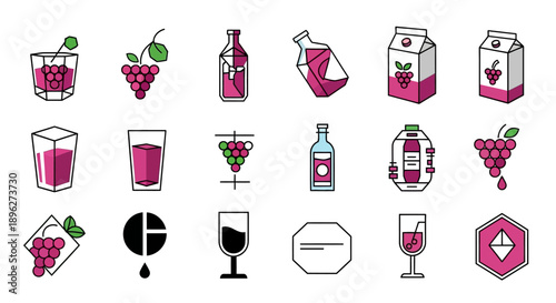 Wine and Cocktail Graphics Collection.