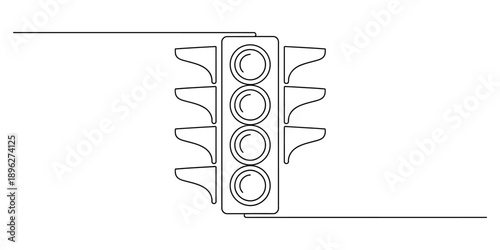 Continuous single line drawing of a vertical traffic light for road regulation