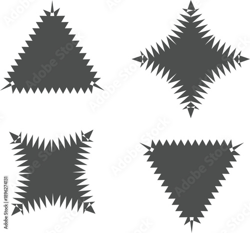 Dark grey sharp spiked shapes, geometric burst elements, vector graphics