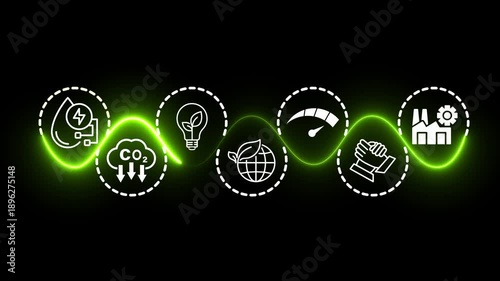 LCA, Life cycle assessment concept on the transparent background. Carbon footprint evaluation and environmental impact assessment related to product value chains. Motion graphics of life cycle idea. 