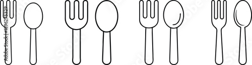 A set of six different types of forks and spoons for eating and serving food