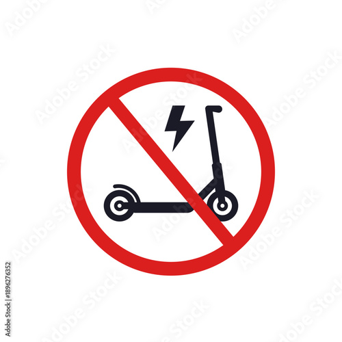 no electric scooter sign on white