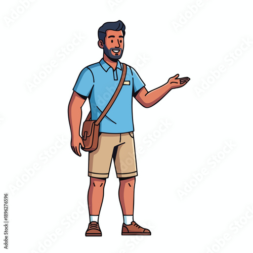 Man holding mobile phone and wearing casual clothes