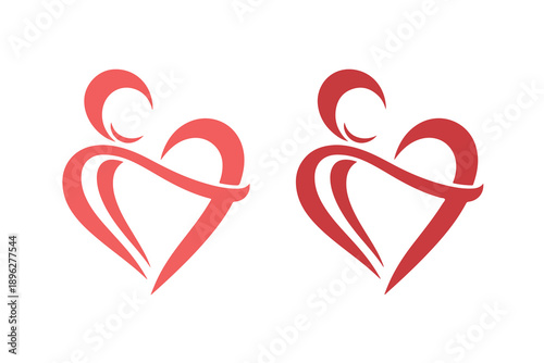 Abstract couple heart love logo design