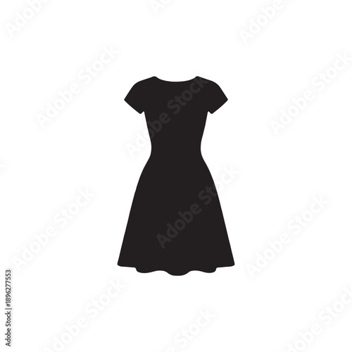 Elegant black dress isolated on a white background showcasing a stylish fashion garment
