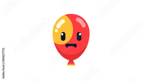 Sad Red and Yellow Balloon Character with Oops Face