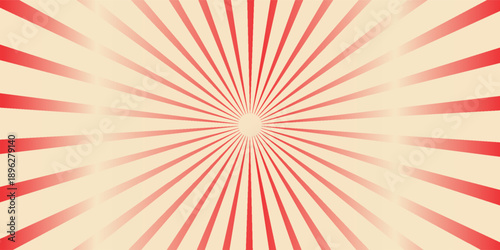 Circus background and spiral retro rays vector pattern. Vintage poster of red white sun or star burst radial lines with grunge texture, circus, carnival, summer fair or chapiteau backdrop,eps.10