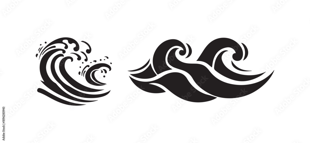 Obraz premium Ocean wave swirl graphic icon for nature branding on white background