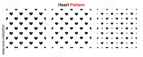 Valentine heart icon pattern on clean white background