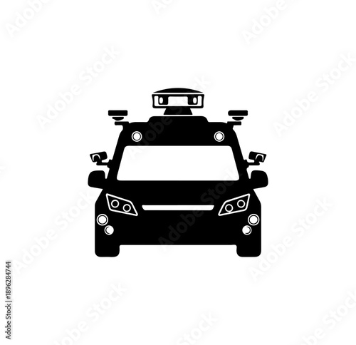 Modern Autonomous Police Patrol Vehicle Silhouette Icon