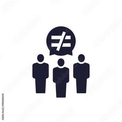 discrimination and inequality icon with people on white