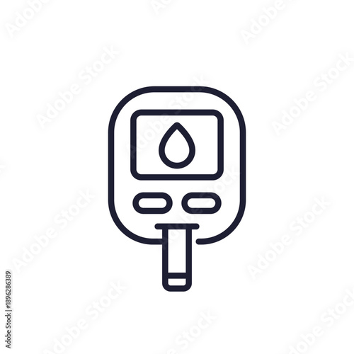 glucose monitor icon, glucometer line vector pictogram