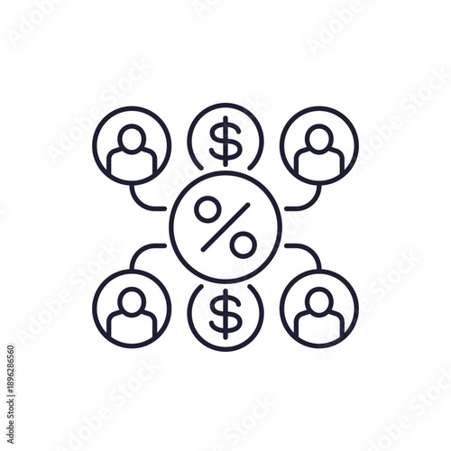 peer-to-peer lending, p2p loans line icon