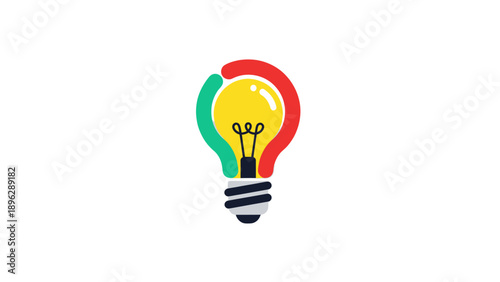 Colorful Light Bulb Idea Symbol with Red and Green Accents