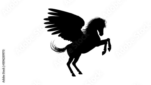  Rearing pegasus winged horse silhouette