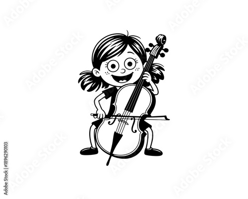 Vector flat illustration with doodle musicians. Music band plays their instruments. Fanny design for print, textile, postcard, advertising, music festivals, musical groups