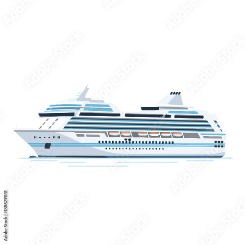 Large Cruise Ship Sailing on the Ocean, Illustration, 195 TR eps File Reference