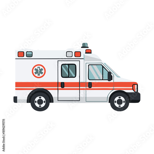 Wallpaper Mural Ambulance vehicle illustration with red stripes and medical symbol on side, vector graphic 200 TR.eps Torontodigital.ca
