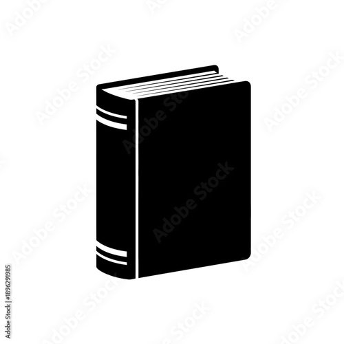 Silhouette of a closed hardcover book, education and reading literature, black vector shape on white background
